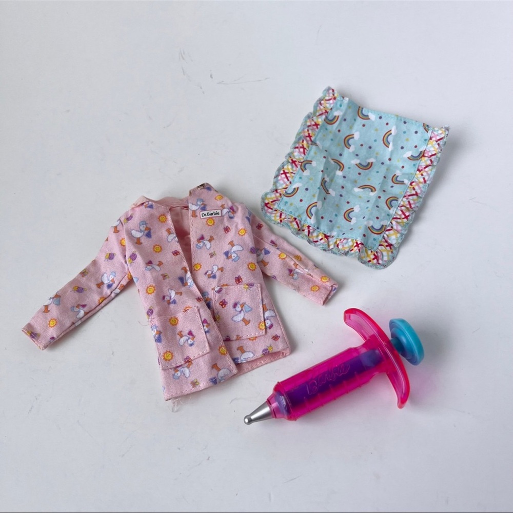 Vintage Dr. Barbie Jacket, Rainbow Blanket and Play Shot Bundle